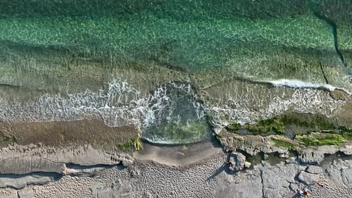 Texture of the sea and wild beach aerial view 4 K