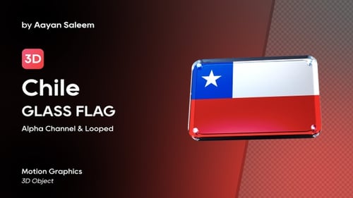 Glossy 3D Rotating Chile Flag