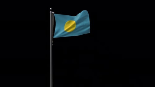 Realistic Waving Flag of Palau Animation Loop