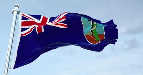 Montserrat Flag Waving Seamlessly in Blue Sky