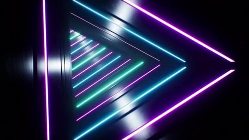 Neon Triangle Tunnel Loop 4K 02