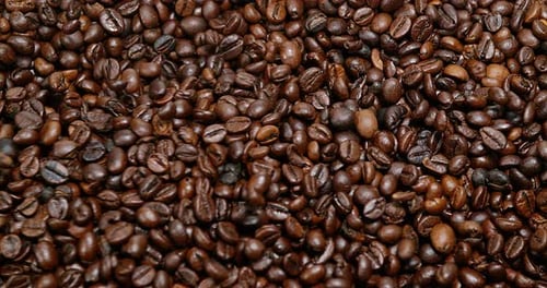 Kaffeebohnen fallen, Zeitlupe 4K