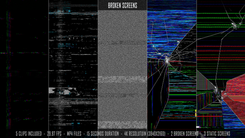 Digital Glitch Broken Screen Overlays and Transitions