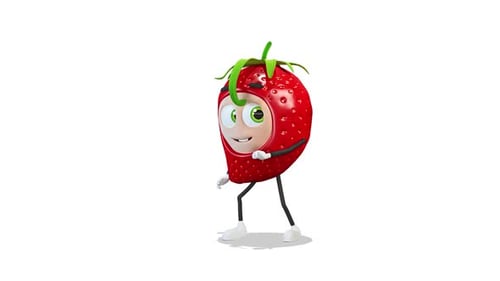 Strawberry Simple Dancing on White Background