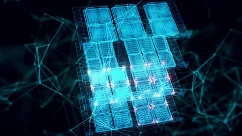 Market Shelf Bakery Products Hologram Close Up 4k