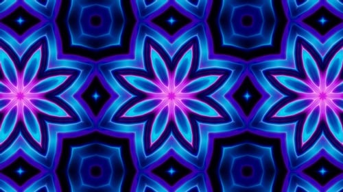 Vibrant Neon Kaleidoscope Abstract Loop Background