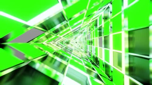 Green Triangle Crystal Vj Loop Tunnel Background For Music Show HD