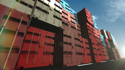 Cargo Containers in the Pier on a Sunny Day Animation Loop
