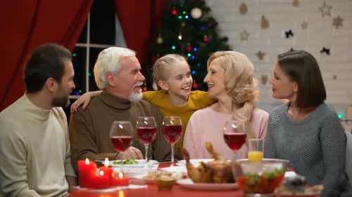 Family Enjoying Holiday Meal Together at Home