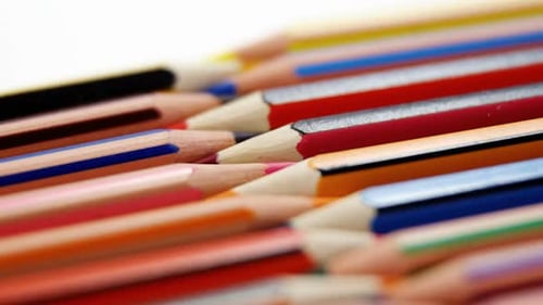 Colorful Pencils Displayed in a Close-Up Shot