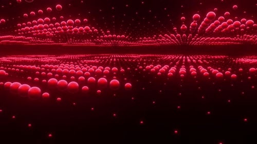 Glowing Red Spheres Data Grid Pulse Animation