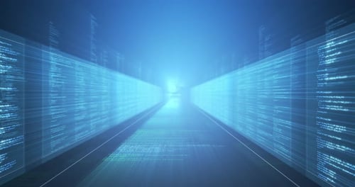 Animation of digital information on blue background
