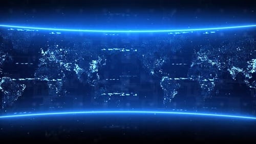 Global network modern Virtual TV News Studio and internet connection.