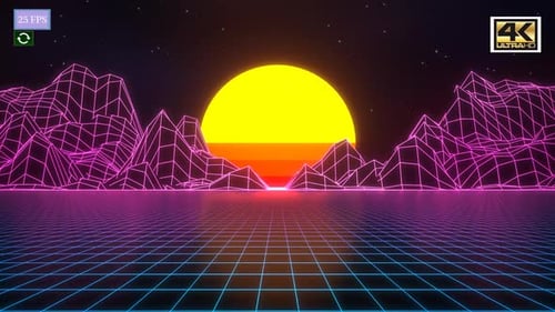 Neon 80er Jahre Retro-Hintergrund A1 4K