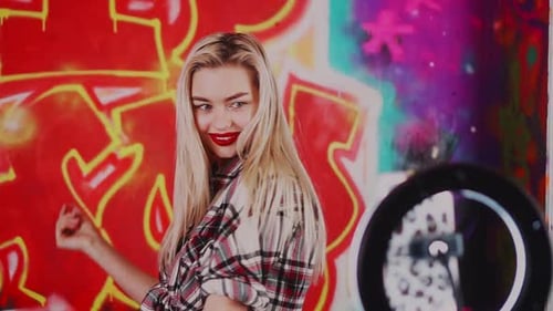 Cute Sexy Girl Dancing Tik Tok in Studio