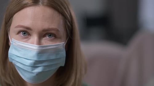 Woman Wearing Protective Mask, Healthcare Close Up