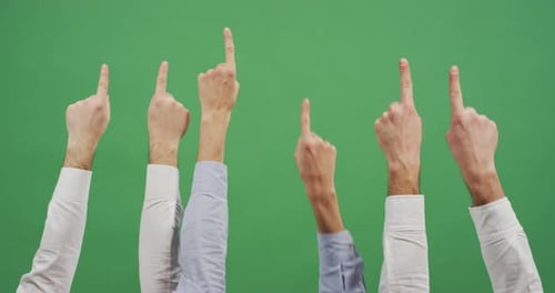 Hands Pointing Up on a Green Screen
