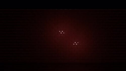 Red lights behind the wall, visualization of a building demolition