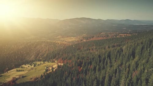 Highland Deforestation Soft Sun Beam Aerial View