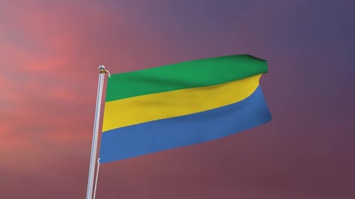 Gabon National Flag Waving in Realistic Animation