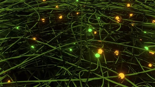Surreal Optical Fiber Lines Green Dots