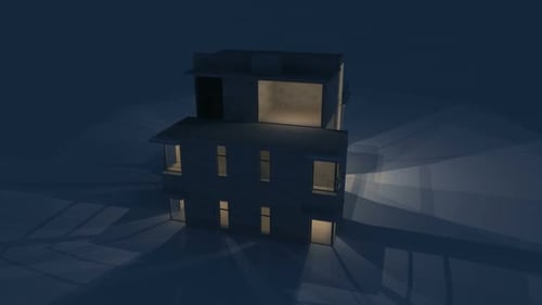 Animated Architectural Building Design with Interior Reveal