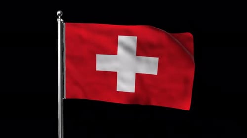 Realistic Switzerland National Flag Waving Animation