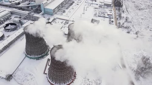 A Cooling Tower in a Coalfired Power Plant Releases a Cloud of Steam Into the Atmosphere