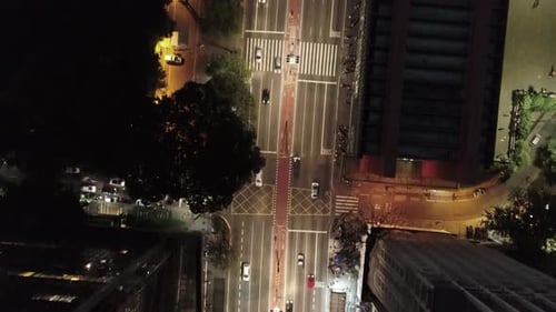 Night downtown Sao Paulo Brazil. Downtown district at night life scenery.