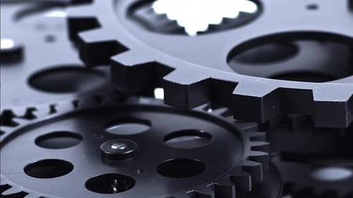 Gears Turning in Macro Close Up
