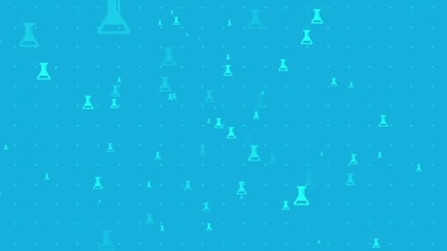 Animated Flask Icons Science Blue Background Loop