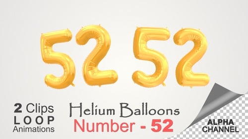 Animated Golden Number Balloons with Alpha Channel