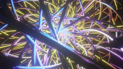 Colorful Trippy Ring Pattern Animation Visual 3D Mandala Spiritual Tunnel with Sacred Geometry Light