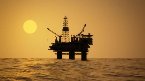 The oil rig uses machines, drills and pipes to extract gasoline and petroleum.