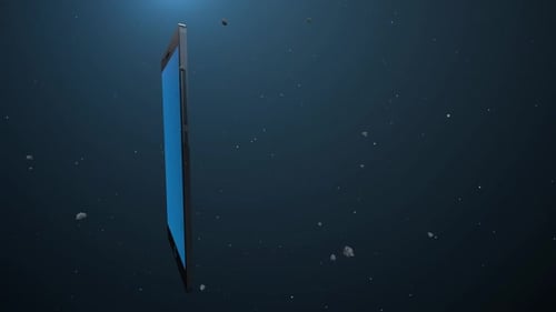 Mobile Phone Rotating in Space