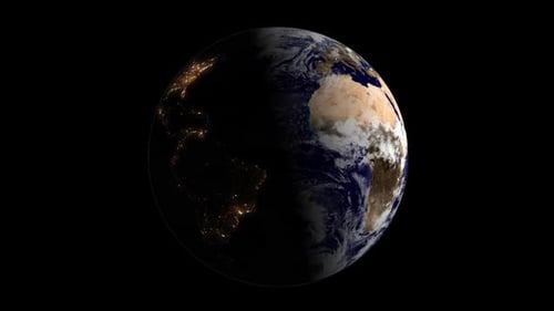 Rotating Earth Day Night Cycle With City Lights