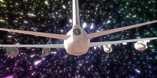 Airplane Flying In Space V3