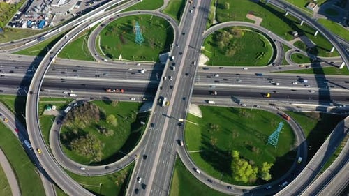 Freeway Intersection Traffic Trails in Moscow