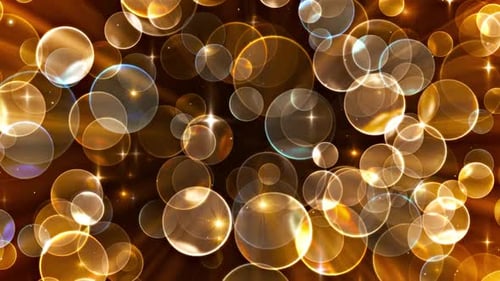 Golden Shimmering Circles Light Rays Looping Background