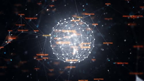 4K Futuristische globale Verbindungen rund um die Weltkarte (loopable)