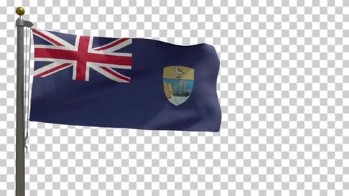Waving Saint Helena Flag with Alpha Channel