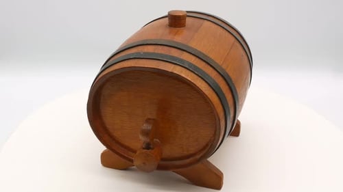 Decorative Wooden Barrel One White Background