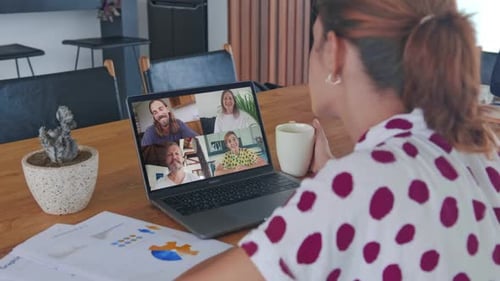 Woman Has a Meeting Via Video Call