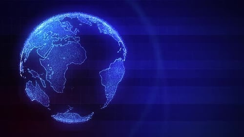 Futuristic Digital Earth Globe Rotation Technology Background