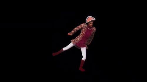 3D Animated Renaissance Man Performing Lively Dance