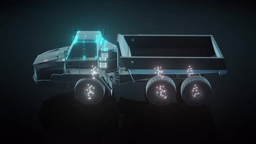 Futuristic Digital Render Animation of a Dump Truck