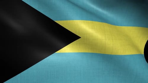 Bahamas National Flag Waving Loop with Realistic Fabric Texture