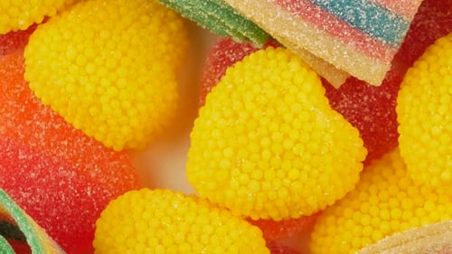 Colorful Gummy Candy Close Up Shot