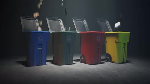 Animated 3D Recycling Bins for Waste Sorting and Sustainability