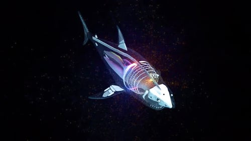 Shark Organs Anatomy Hud Hologram Scanning 4k